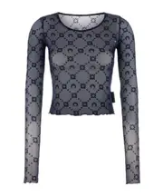 Marine Serre Monogrammed Sheer Top S,XS blue