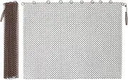 Fireplace Mesh Screen, Flat Panel Fireplace Frame, Decorative Scroll Design Spark Guard Chain with 2 Pulls, Hangable Replacement Screens for Home Wood Burning Fireplace