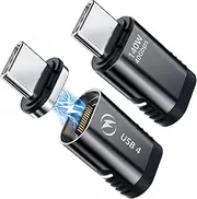DuHeSin USB C Magnetic Adapter, (2 Pack) Magnetic USB C Adapter 24 Pin Straight with PD 140w Charge USB4 40Gbps Data Transfer 8K 60Hz Video for Thunderbolt 3/4, MacBook Pro/Air and More Type C Devices