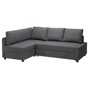 FRIHETEN / KLAGSHAMN corner sofa-bed with storage, Skiftebo dark grey
