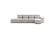 Foret 5 Seater Sofa Modular Corner Lounge Couch Fabric Left Chaise Ottoman Beige