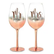 Rose Ombre Mr And Mrs Wine Glass Set