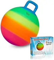 Xino Sports Hopping Ball for Kids, Offers Hours of Incredible Fun for The Whole Family, Amazing Space Hopper Ball, Safe and Durable Jumping Ball with Handle, 18 Inch Diameter