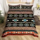 Duvet Cover Set Full,Geometric Stripes Western Tribal Bedding Set 3pcs for Kids