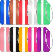 Mardatt 10Pcs Aluminum Alloy Luggage Tags Set, Travel Luggage Tags Business Card Holder with Metal Loops Secure Fastening Suitcase Tags Quickly Spot Luggage for Travel