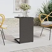 C Table Black 40x35x60 cm Poly Rattan Modern Side Table Living Room Furniture