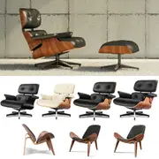 Modern Mid-century Eames Lounge Chairs Footstool Leather Armchair Sofa Accent Chairs Replica Furniture for Living room Office