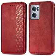 For OnePlus Nord CE 2 5G Rhombus Imprinting Wallet Stand Case ic Auto-absorbed Phone Cover
