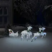 Reindeer & Sleigh Christmas Decoration 100 LEDs Outdoor Silver vidaXL