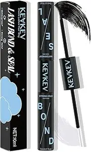 KevKev Lash Bond and Seal Eyelash Glue with Lash Brush Eyelash Remover Cotton Swabs Lash Glue Waterproof Eyelash Bond and Seal Lash Cluster Glue Strong Hold 72H Long Lasting(10Ml, Black Bond and Seal)