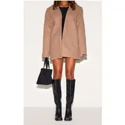 Black Pu Square Toe High Block Heel Knee High Boots, Black