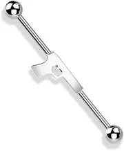 [Paula & Fritz] Industrial Ear Piercing Bar Pistol Surgical Steel 38 mm Bar Length 1.6 mm Bar Thickness Multicoloured Set Barbell Piercing Ratchet Revolver