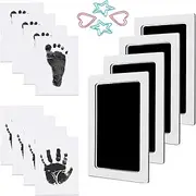 YQQZQ Baby Inkless Hand and Footprint Kit,Dog Paw Print,Dog Nose Print Kit,Safe and Non-Toxic Inkless Baby with 4 Ink Pad,8 Imprint Card and 4 Lovely Clips