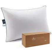 Bed Pillow, Luxury Hotel Goose Feather and Down Firm Pillow for Sleeping with...