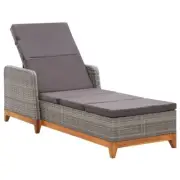 Deluxe Patio Lounger Poly Rattan With Cushion Chaise Lounge Chair Garden Sunbed