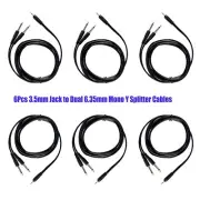 6Pcs 6ft 3.5mm Male Stereo Cables to Dual 1/4" 6.35mm Male Mono Y-Splitter Cable