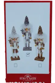 Kurt Adler Hollywood Nutcrackers Silver White Gold Christmas Tree Hat Star Staff