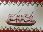 Cath Kidston London Condiment Pot Set Spoons Tray Holiday Christmas Table Decor