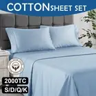 Elegant 2000TC 4 Pieces Fitted Sheet Pillowcase Set King Single Double Queen Bed
