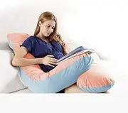 Maternity Pregnancy Nursing Sleeping Body Boyfriend Pillow-80 x 140cm (Light Pink-Sky)