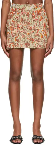 floral jacquard mini skirt XS Brown