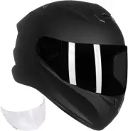 ILM Full Face Motorcycle Street Bike Helmet with Enlarged Medium, Matte Black