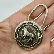Navajo Horse Sterling Silver Key Ring 1 3/8" Signed Emerson Kinsei 20.9g Native