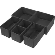 SimpleHouseware Foldable Storage Basket Box Closet Dresser Drawer Divider Bins Organizer for Clothes,Underwears, Bras, Set of 6, Black