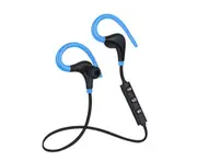 Biaural Wireless Sport Ear-Hanging Waterproof Bullhorn Bluetooth Headset - Blue