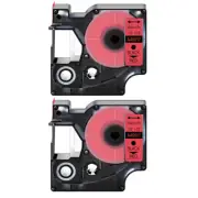 2PK Black on Red label tape 12mmx7m For DYMO D1 45017 LabelManager 200 400 450D