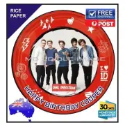 ONE DIRECTION EDIBLE RICE PAPER IMAGE BIRTHDAY CAKE TOPPER round 19cm