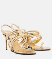 [Alaia] Alaïa Spiral 90 metallic leather sandals AU 7 gold