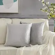 Decorative Throw Pillow Covers 16x16,Silver Grey Square Couch Pillow Covers,Velvet Sofa Boho Cushion Pillows