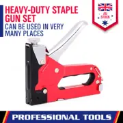 2in1 Heavy Duty Staple Gun Set 2 sizes Inc 1500Pc Nails Fastener Tacker Tool Kit