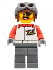 LEGO® Minifig cty1324 - Stuntz Driver - Male, White Racing Jacket with Red Arms