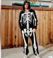Tipsy Elves Men’s Skeleton Costume Full Zip Hooded New With Tags Size Large
