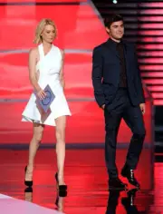 Actress January Jones actor Zac Efron present onstage at the 2010 - Old Photo