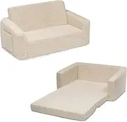 Delta Children Cozee Flip-Out Sherpa 2-in-1 Convertible Sofa to Lounger for Kids, Cream