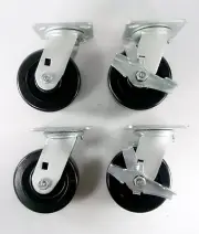 5" x 2" Phenolic Wheel Caster - Swivel (2EA) & Swivel with Brake (2EA)