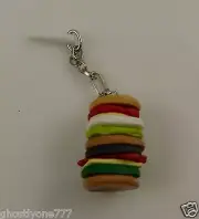 Hamburger cell phone or for Ipad charm ear cap dust plug