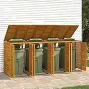 Quadruple Garbage Bin Shed 280x89x117 cm Solid Wood Acacia Outdoor Storage