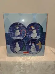Oneida Snow Pals Set of 4 Snowmen Salad/Dessert Plates Zulauf Designs In Box