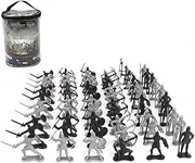 Pack of 60 Medieval Toy Soldier Figures, 5-7 cm Army Soldiers Military Figures, Archaic Warriors Horses Soldiers Plastic Medieval Knight Toy for Children Boys Gift