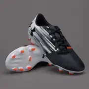 Under Armour Kids Spotlight DL FG Soccer Cleats - 2.5Y White/Pheonix Fire/Black