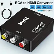 RCA To HDMI,AV To HDMI Converter1080P Mini RCA Composite CVBS Video Audio Converter Adapter Supporting PAL/NTSC For TV/PC/ PS3/ STB/Xbox VHS/VCR/Blue-Ray DVD
