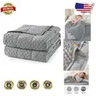 Comforting Grey Weighted Blanket for Adults - 15lbs Minky Dots, Machine Washable