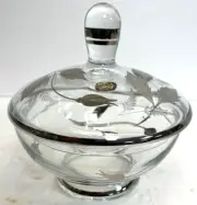 Bohemia Lead Crystal Covered Candy Dish Smile Pattern Original Sticker Czech