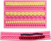 2-Pack Pie Crust Silicone Molds, Rope Pearl Lace Fondant Mold,Chain Shaped Silic