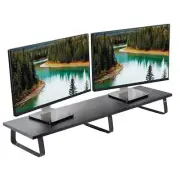 39 inch Extra Long Monitor Stand, Wood & Steel Desktop Riser, Dual Screen, TV...