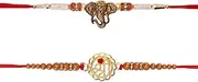 [AYUSHNAIK] Set of 2 GANESH and SHREE Designer Rakhi Thread for Brothers Set Raksha Bandhan Multicoloured Stone Bead Rakhi Bracelets for Bhaiya Brother Bro on Rakhi Hindu Indian Festival Rakhadi Rakhari Threads